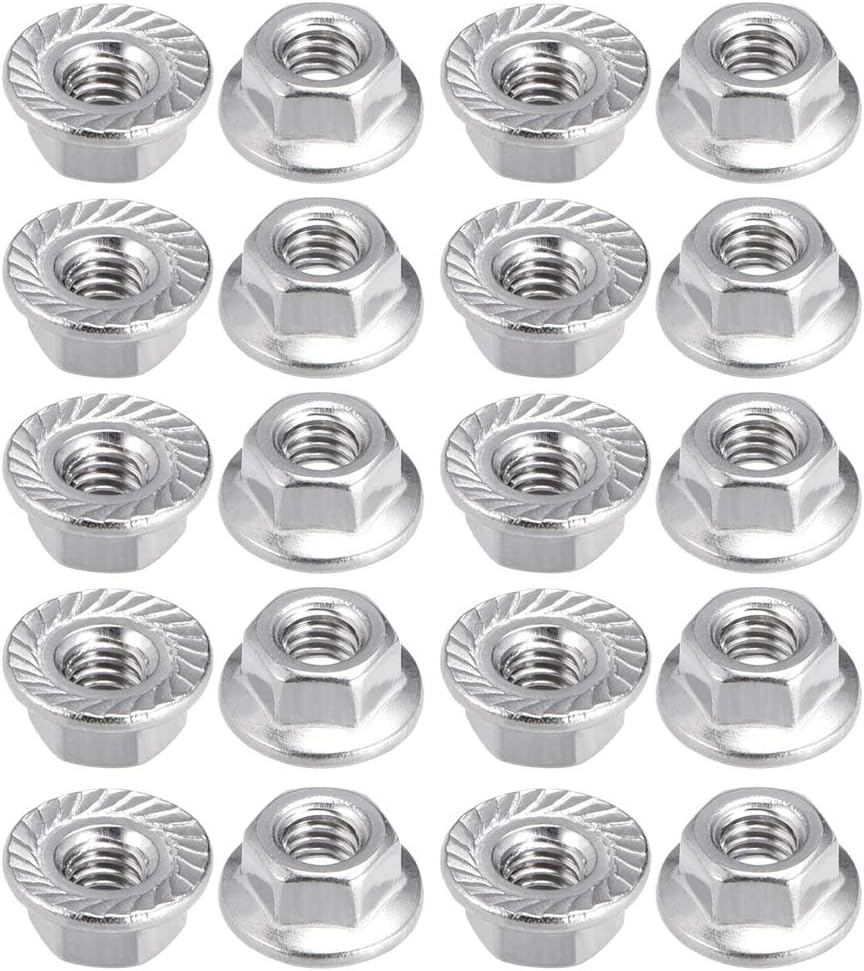M4 Serrated Flange Hex Lock Nuts, 316 Stainless Steel, 20 Pcs
