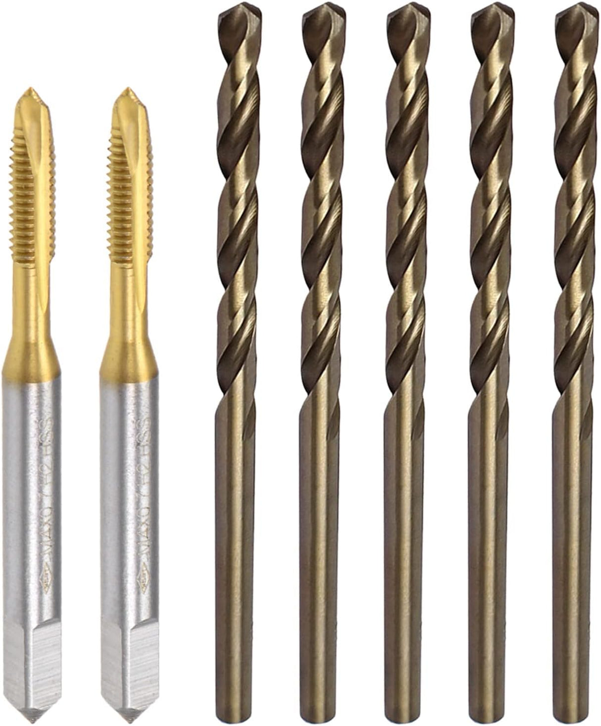 M4 x 0.7 Spiral Point Tap and 3.5mm Drill Bit Set, Metric M35 Cobalt High Speed Steel Machine Screw Thread Threading Tool 7pcs