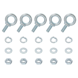5 Pack M10 Galvanized Carbon Steel Eye Bolts, 3/8" x 0.98" Lifting Ring Eye Bolt with Nuts and Washers Heavy Duty Screw Eye Bolts Kit for Tie Down Straps Indoors Outdoors, Silver