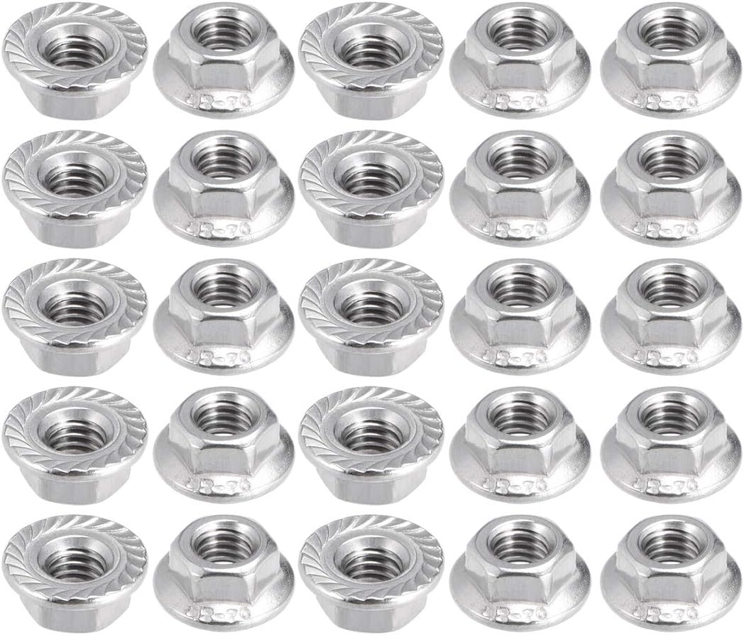 M5 Serrated Flange Hex Lock Nuts, 304 Stainless Steel, 25 Pcs