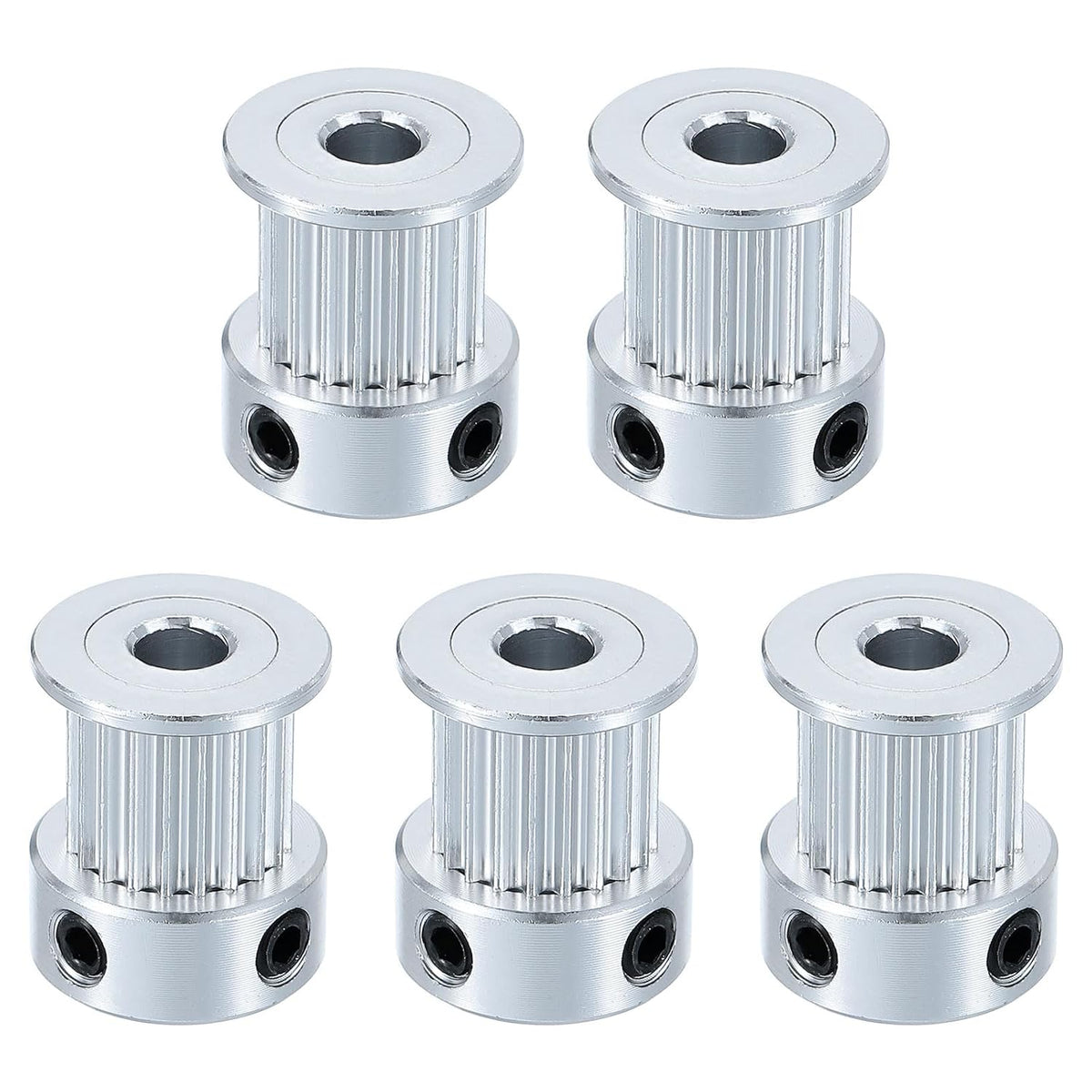 5 Pcs Aluminum 20 Teeth 5mm Bore 10mm Width Timing Belt Pulley Wheel Idler Pulley Synchronous Wheels Gear Part for 3D Printer, Silver
