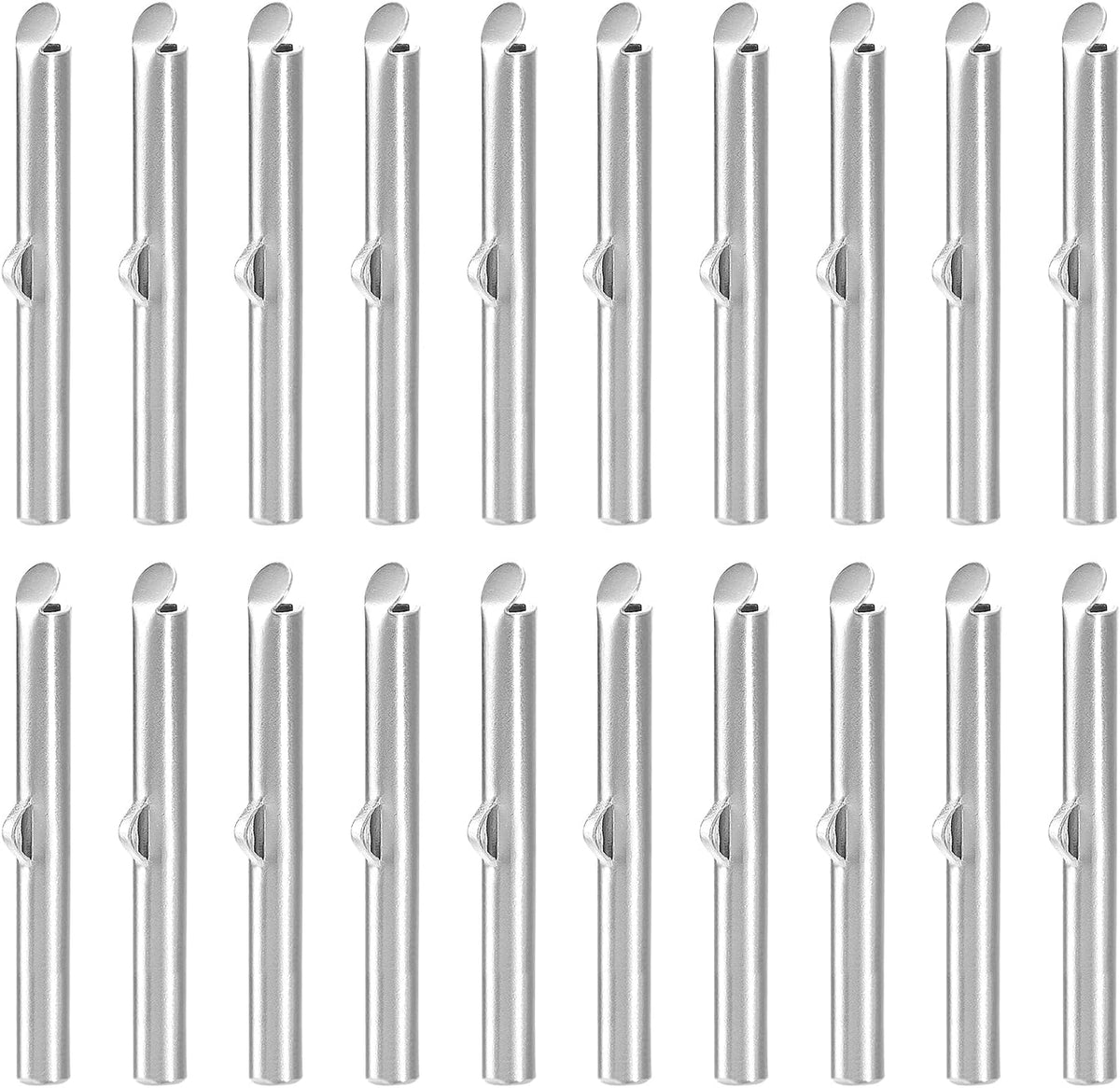 30Pcs Slide on End Clasps, 35mm Tube Ball Bead Slider Crimp Ends for Multi-Strand DIY Craft Making, Silver Tone
