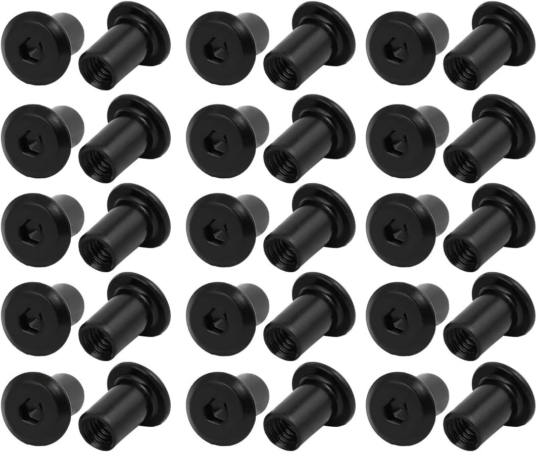 M6x12mm Carbon Steel Round Base Hex Drive Insert Tee Nut 30pcs