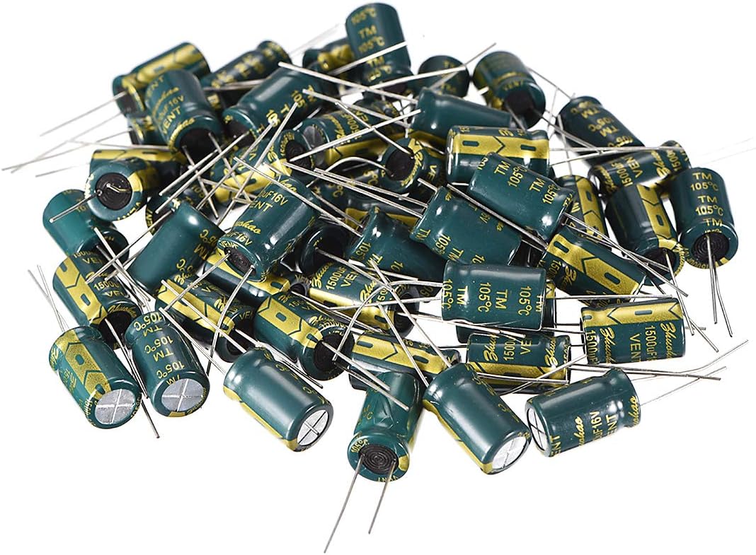 Aluminum Radial Electrolytic Capacitor Low ESR Green w 1500UF 16V 105 Celsius Life 3000H 10 x 17 mm High Ripple Current,Low Impedance 60pcs