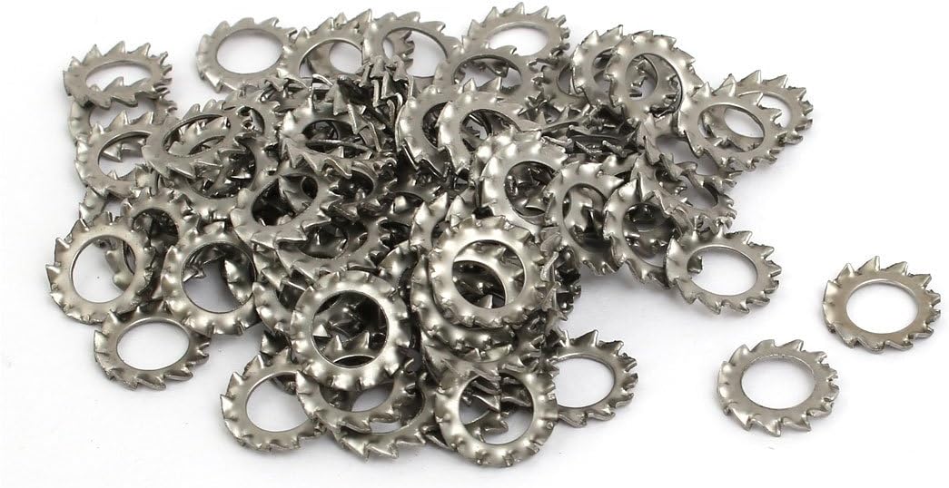 6mm Inner Dia 304 Stainless Steel External Serrated Lock Washer Gray 100pcs