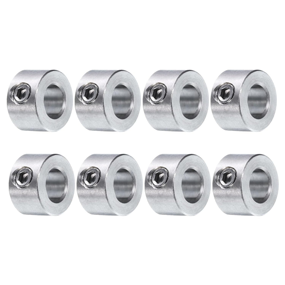 8pcs Set Screw Collars 1/4" Bore 304 Stainless Steel Shaft Collars, 1/2" OD, 5/16" Width Axle Collar Clamp for Linear Rod Shaft Guide
