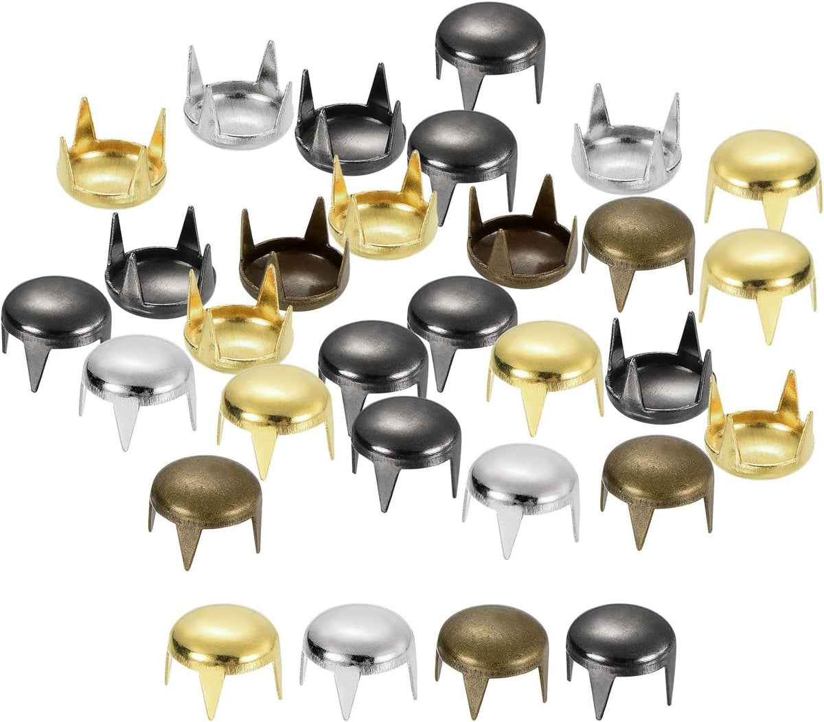 80Pcs Mixed Color Round Dome Rivets, 7mm Brass Spike Studs Spots Punk Rock Nailheads Claw Beads Assorted Kit for DIY Clothes Belt Bag Shoes Bracelet Leather Craft