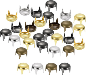80Pcs Mixed Color Round Dome Rivets, 7mm Brass Spike Studs Spots Punk Rock Nailheads Claw Beads Assorted Kit for DIY Clothes Belt Bag Shoes Bracelet Leather Craft