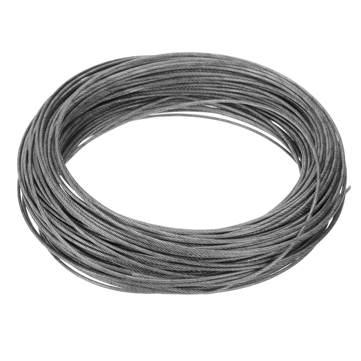 3/64" (1.2mm) 304 Stainless Steel Cable Wire Rope 7 x 7 Strands Core 100ft (30m) PVC Coated Aircraft Wire for Construction Outdoors Marine Rigging Decking Railings