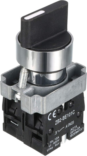 Panel Mounting 3 Position Selector Black Rotary Switch AC240V 3A 2NO