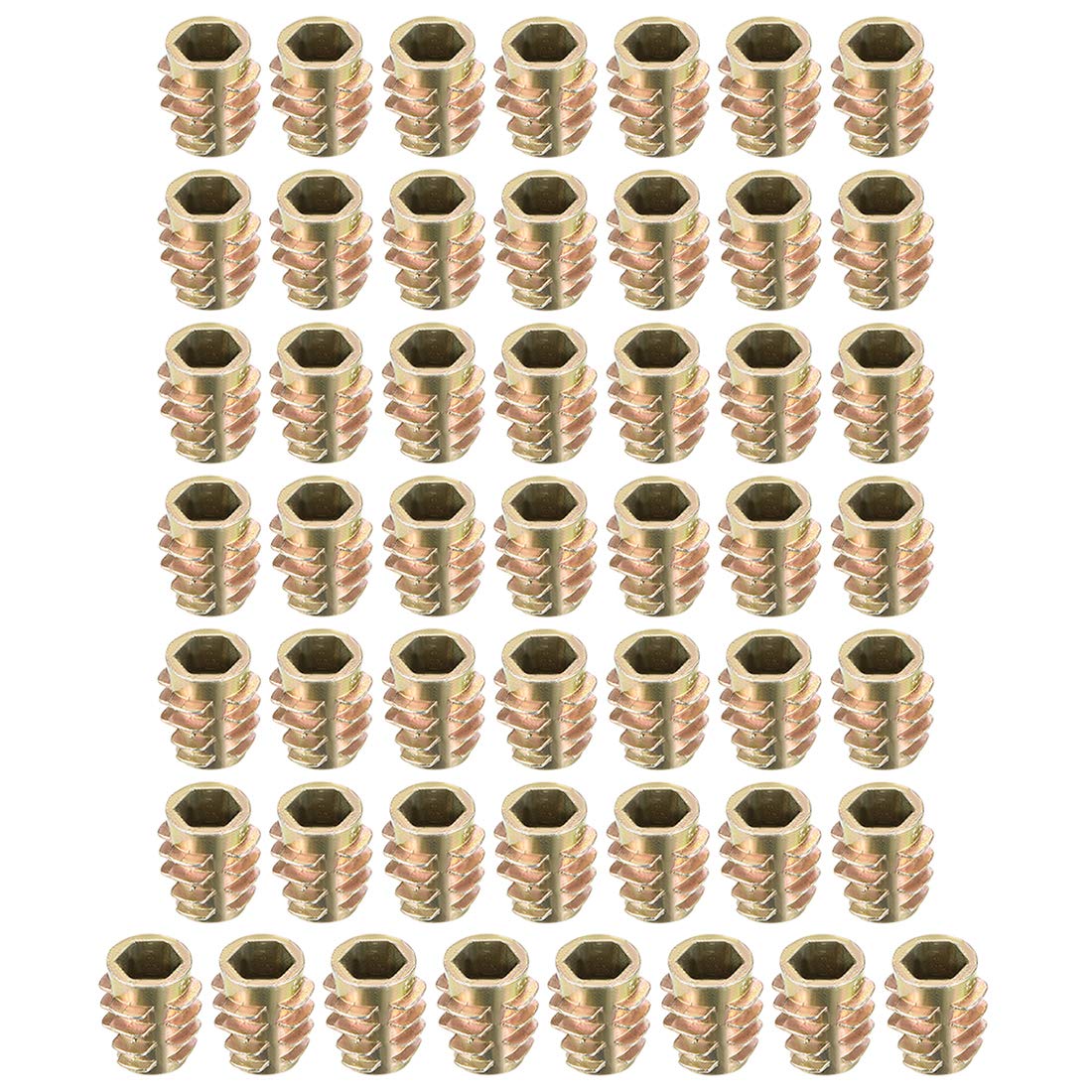 Furniture Threaded Insert Nuts Zinc Alloy Hex-Flush M6 Internal Threads 13mm Length 50pcs