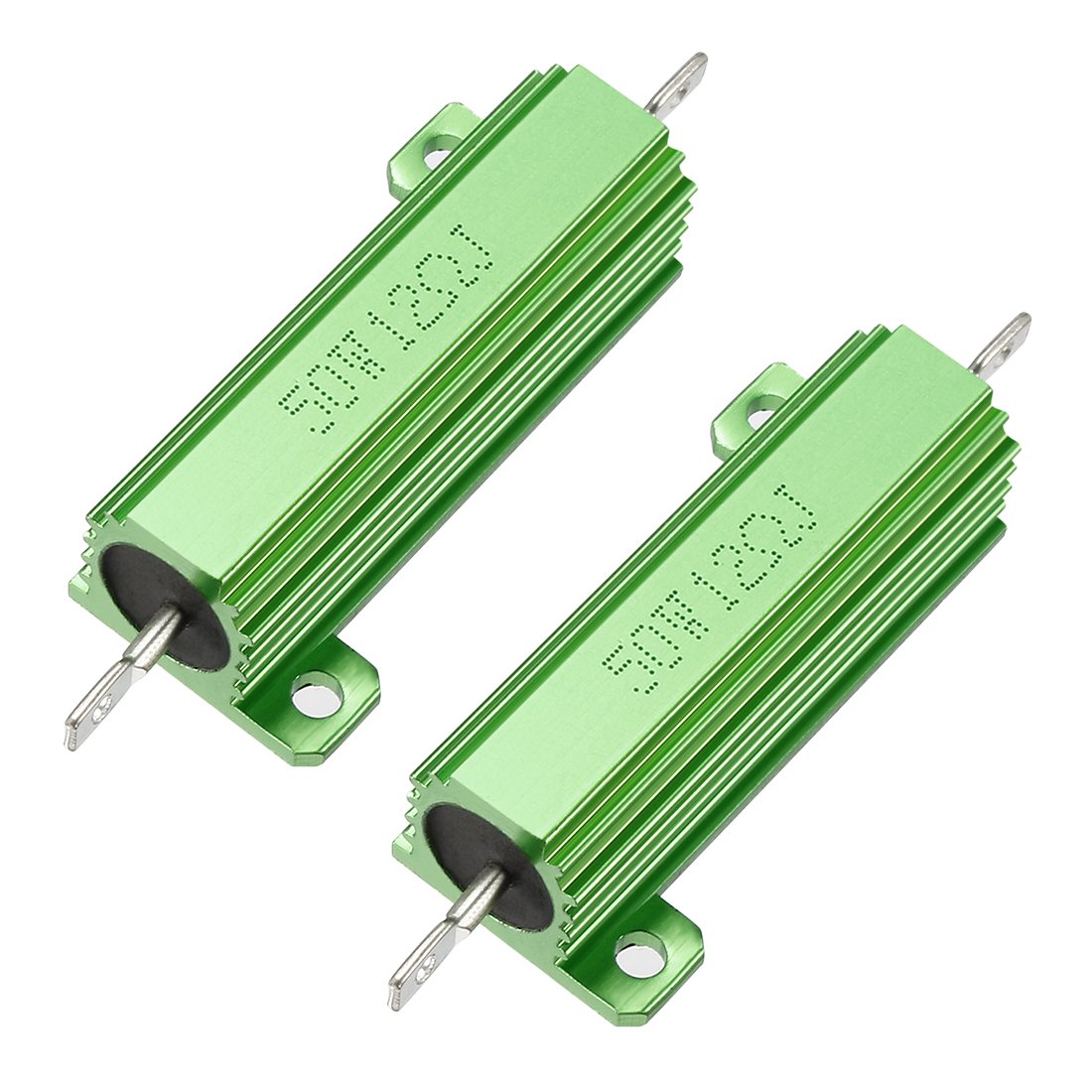 50W 12 Ohm 5% Aluminum Housing Resistor Screw Tap Chassis Mounted Aluminum Case Wirewound Resistor Load Resistors Green 2pcs