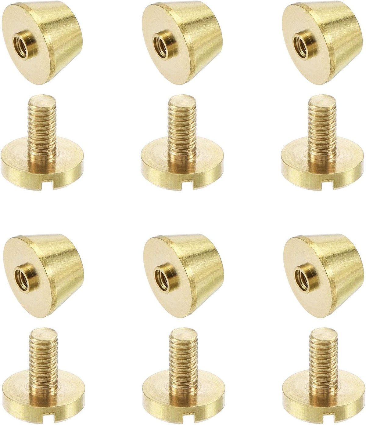12x8mm Flat Studs Rivet Purse Handbag Feet Spike Brass Leather Craft Screw Back Rivets DIY 6 Sets