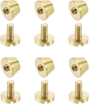 12x8mm Flat Studs Rivet Purse Handbag Feet Spike Brass Leather Craft Screw Back Rivets DIY 6 Sets