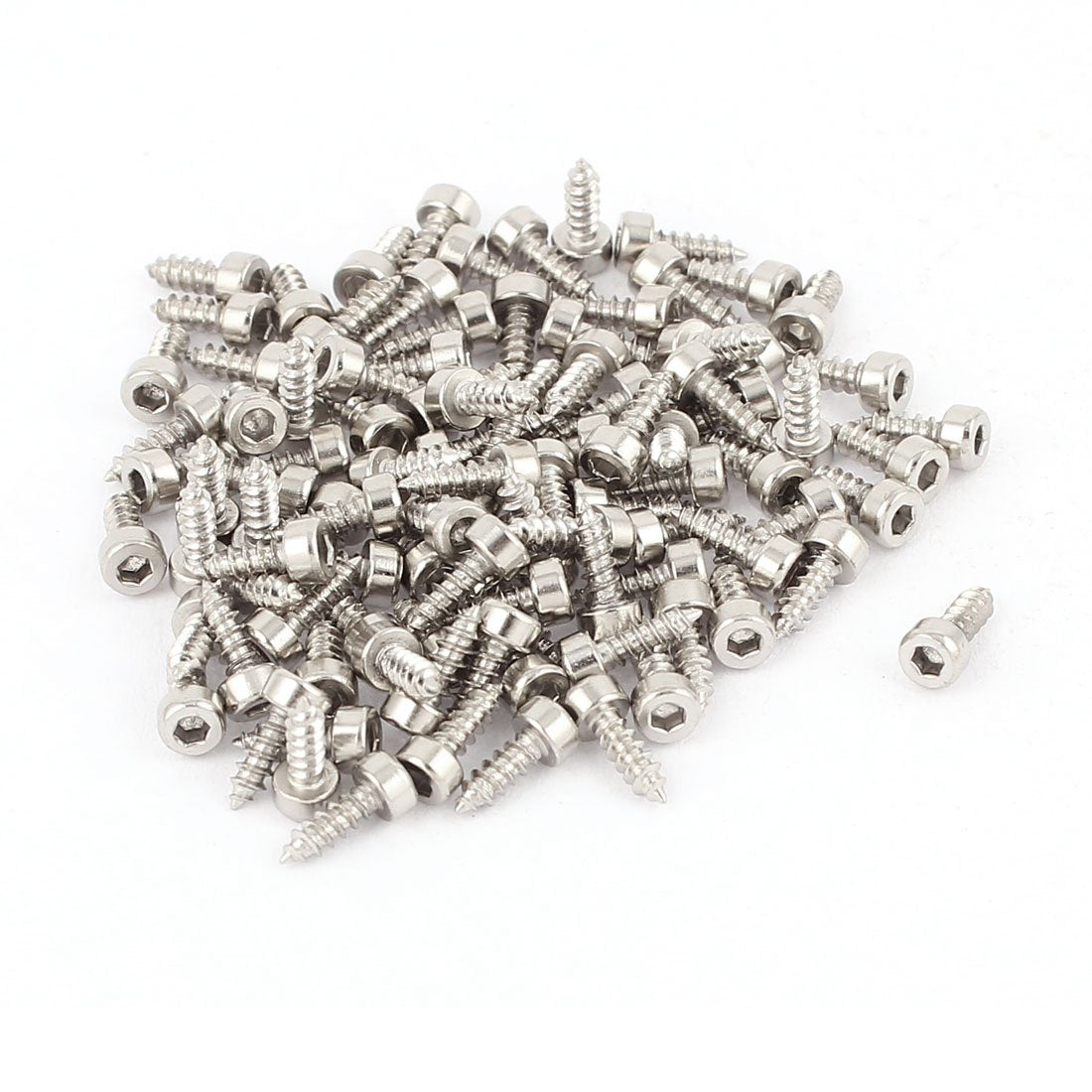 2mm x 6mm Male Thread Nickel Plated Hex Head Self Tapping Screws 100 Pcs