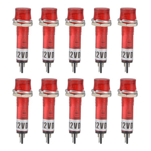 Signal Indicator Dash Light DC 12V, LED Bulbs XD7-1 Red, 7mm 9/32-inch Panel Mount 10Pcs