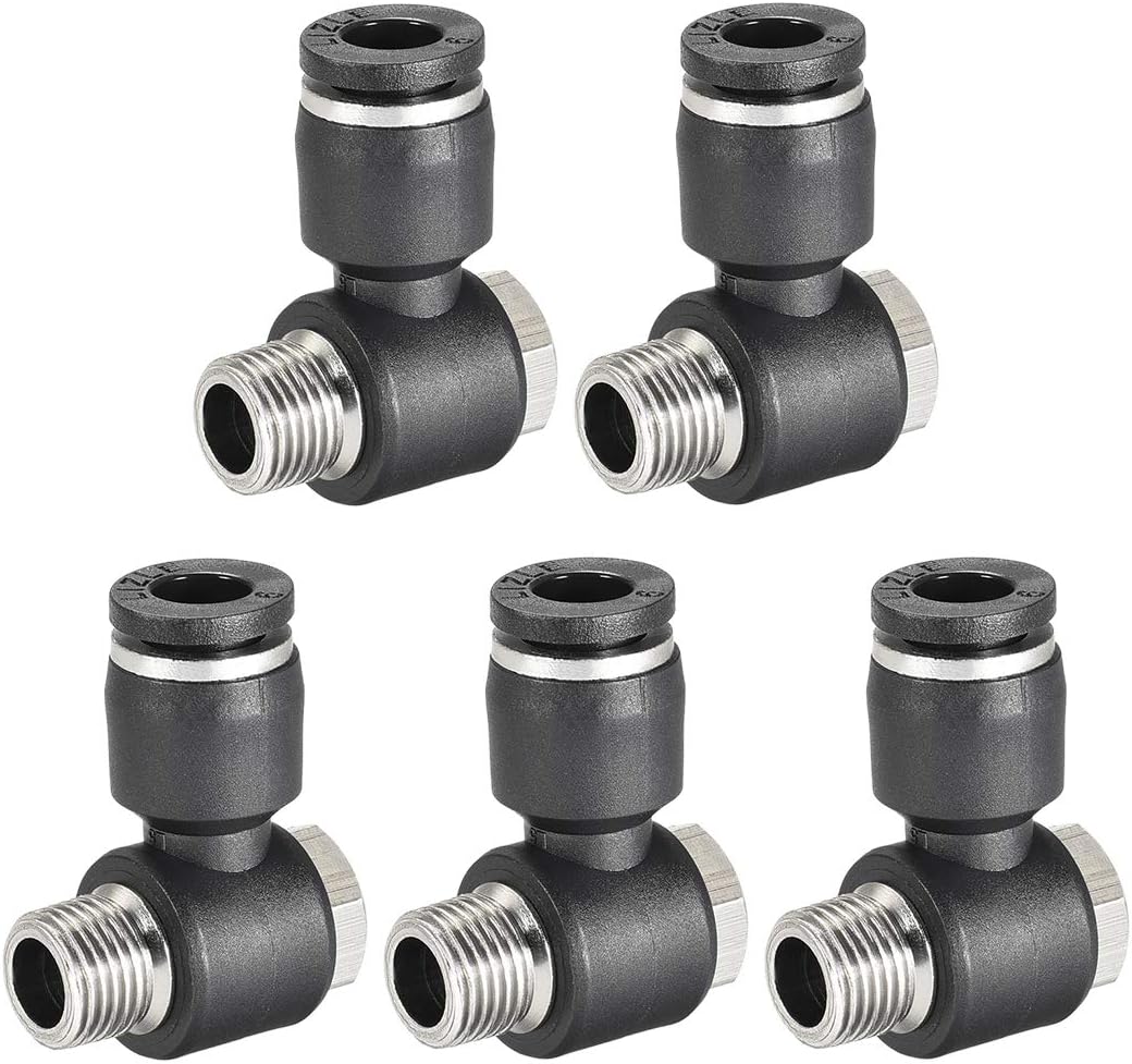 Pneumatic Push to Connect Tube Fitting 6mm Tube to 1/8NPT Male Thread Elbow 5Pcs