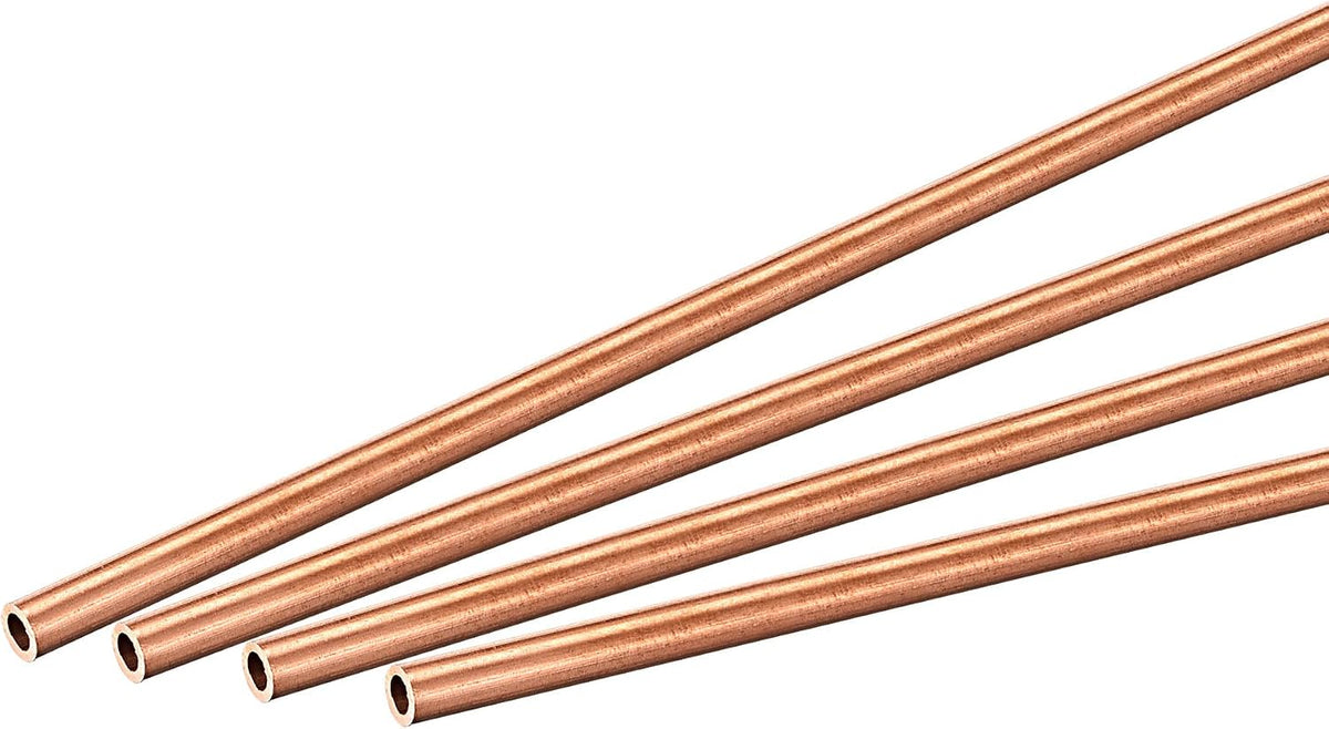 Copper Round Tube 3mm OD 0.5mm Wall Thickness 300mm Length Pipe Tubing 4 Pcs