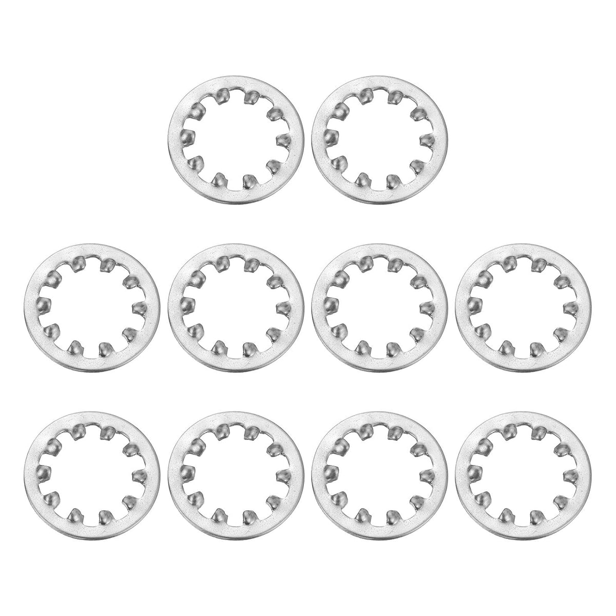 10Pcs 7/16 Internal Tooth Lock Washer, 304 Stainless Steel Multi-Tooth Star Washer Locking Fastener, Silver Tone