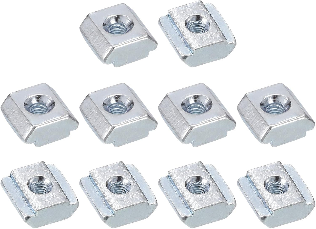 T Nuts, 100pcs - Nickel Plated Carbon Steel T Slot Bolts, 2020 Series M3 Hammer Head Fastener, Sliding T Nuts for Aluminum Extrusion Profile (Silver)
