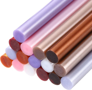 Mini Hot Glue Gun Sticks 4-inchx0.43-inch High Sticky Hot Glue Sticks, Metallic 8 Colors 16pcs