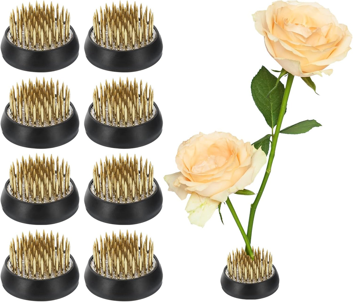 8pcs Flower Frog, Round Brass Floral Frogs, Flower Arranger Fixed Tool Pin Frog for Flower Arrangement Vase, Fixation and Decoration (Gold, 1.4inch)