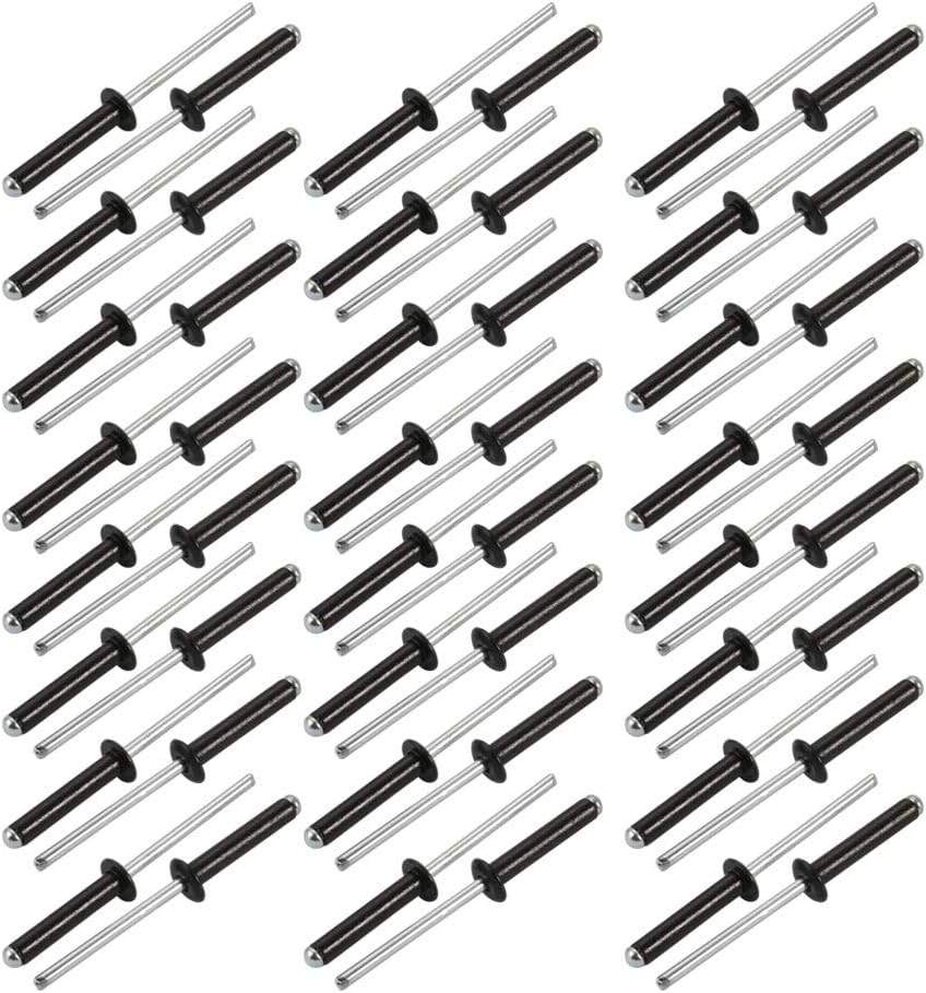 M4x20mm Aluminum Open End Round Dome Head Blind Rivets Black 50pcs