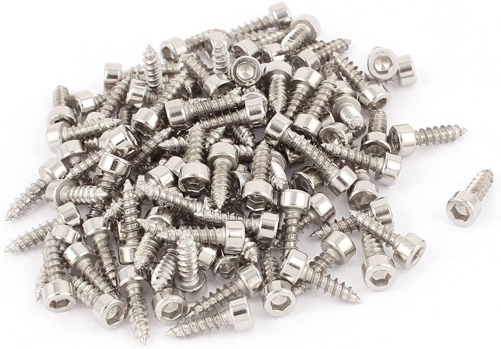 3.5mm x 12mm Hex Hexagon Head Self Tapping Screws Silver Tone 100 Pcs
