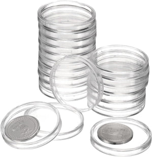 20 Pcs 36mm Silver Dollar Coin Holders, Plastic Coin Capsule Covers Acrylic Clear Round Coin Collection Supplies Container for Silver Coin Protectors or NFC Tag