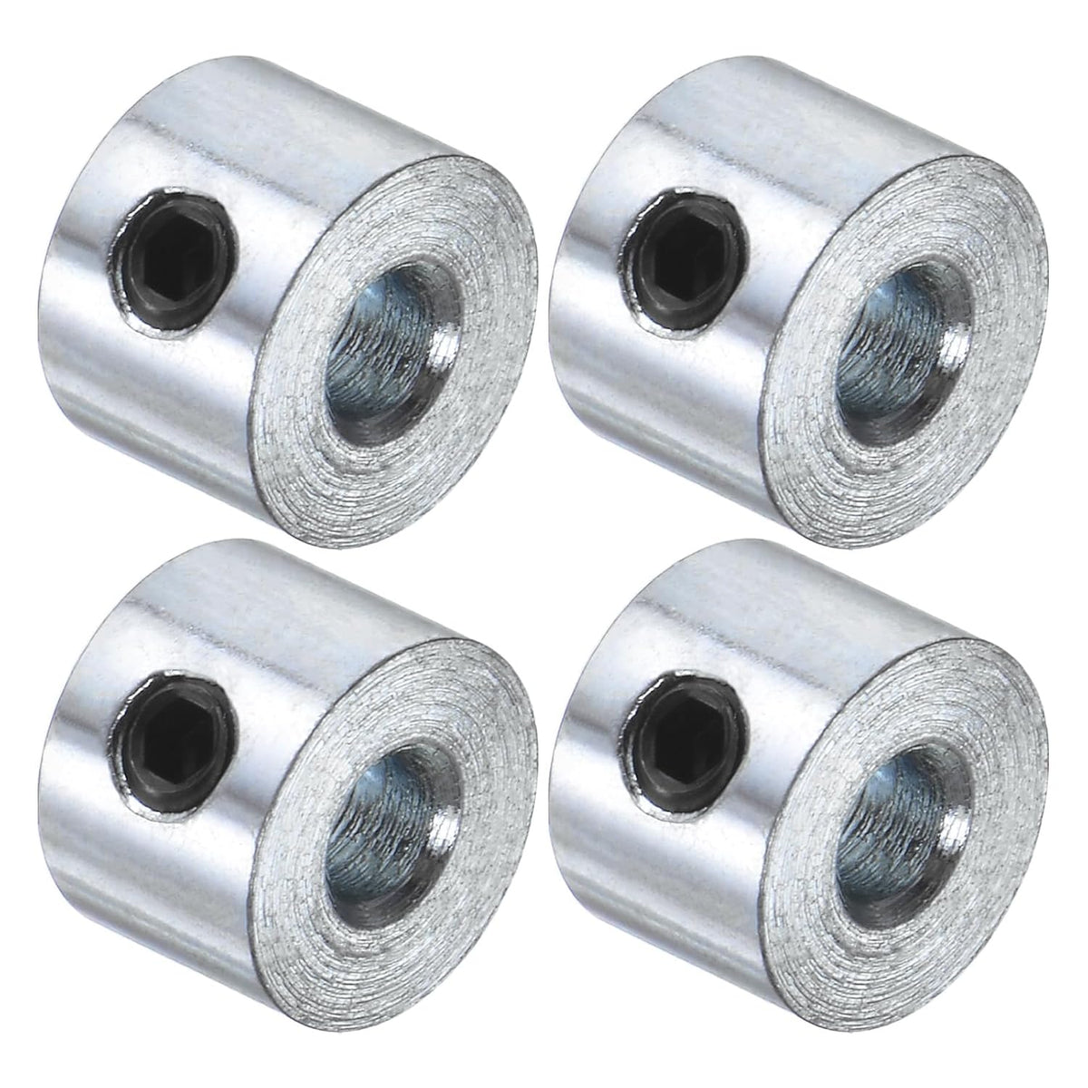 4pcs Set Screw Collars 1/8" Bore Carbon Steel Shaft Collars, 3/8" OD, 1/4" Width Axle Collar Clamp for Linear Rod Shaft Guide