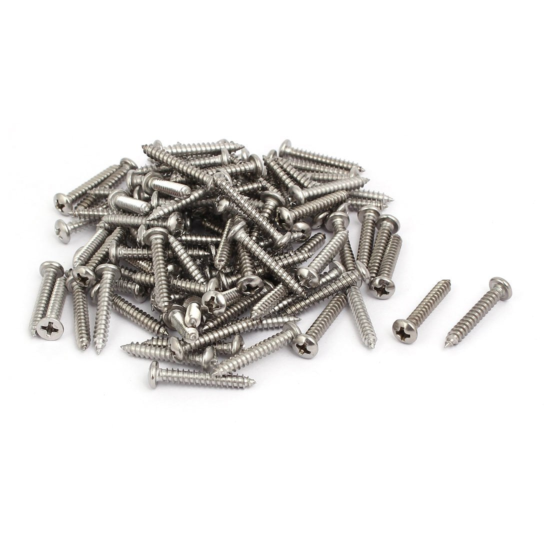 M4x25mm 304 Stainless Steel Phillips Round Pan Head Self Tapping Screws 100pcs