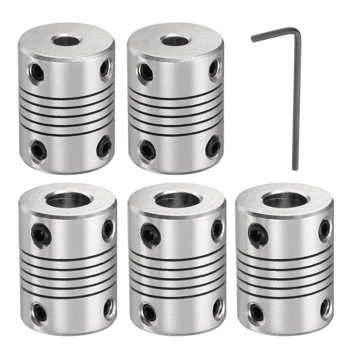 5 Pcs Aluminum Alloy Shaft Coupling 5mm to 8mm, Flexible Coupling Motor Connector Joint, Stepper Motor Coupler for CNC Machine & 3D Printer (L25xD19)