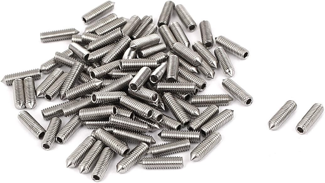 M3x10mm Stainless Steel Cone Point Hexagon Socket Grub Screws 100pcs
