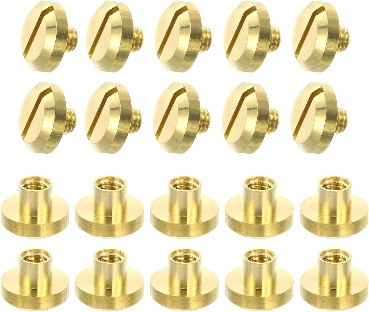 10Sets Brass Chicago Screw Fasteners, 5mm Concave Screw Back Binding Post Nail Stud Rivets Fastener for DIY Leathercraft