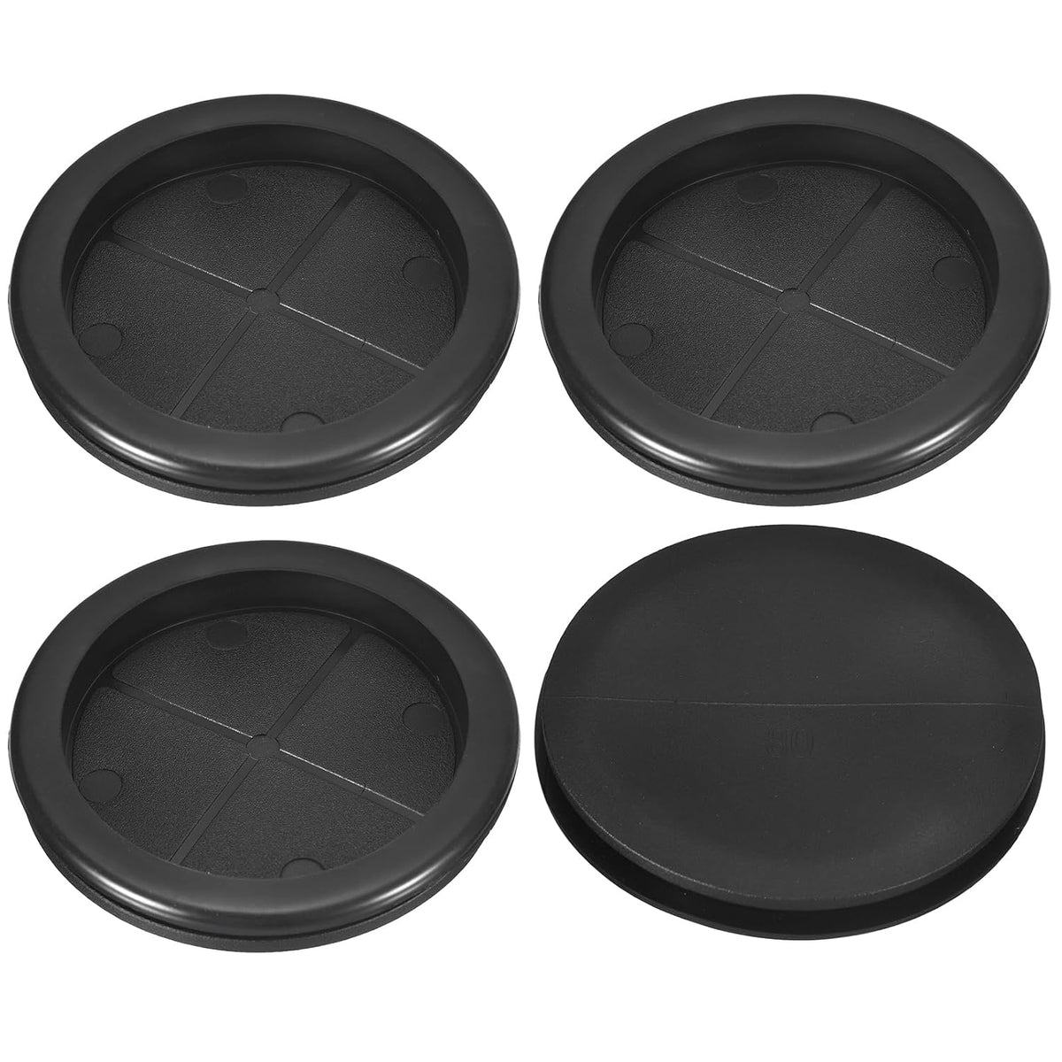 4Pcs Rubber Grommets 3-1/8" (80mm) Drill Hole, 2-3/4" (70mm) ID Single Sided Hole Plugs Ring Gasket for Firewall Cable Wire Protecting, Black