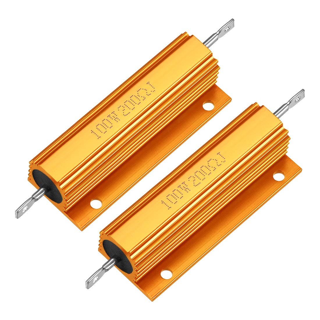 Aluminum Case Resistor 100W 200 Ohm Wirewound Yellow for LED Replacement Converter 100W 200RJ 2pcs