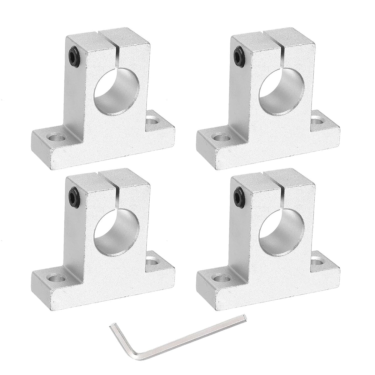 4pcs SK20 Aluminum Linear Rod Rail Shaft Support for 20mm Diameter Shaft, Linear Motion Rail Guides Mounting Bracket with Wrench for CNC Machine, 3D Printer, Automation Equipment