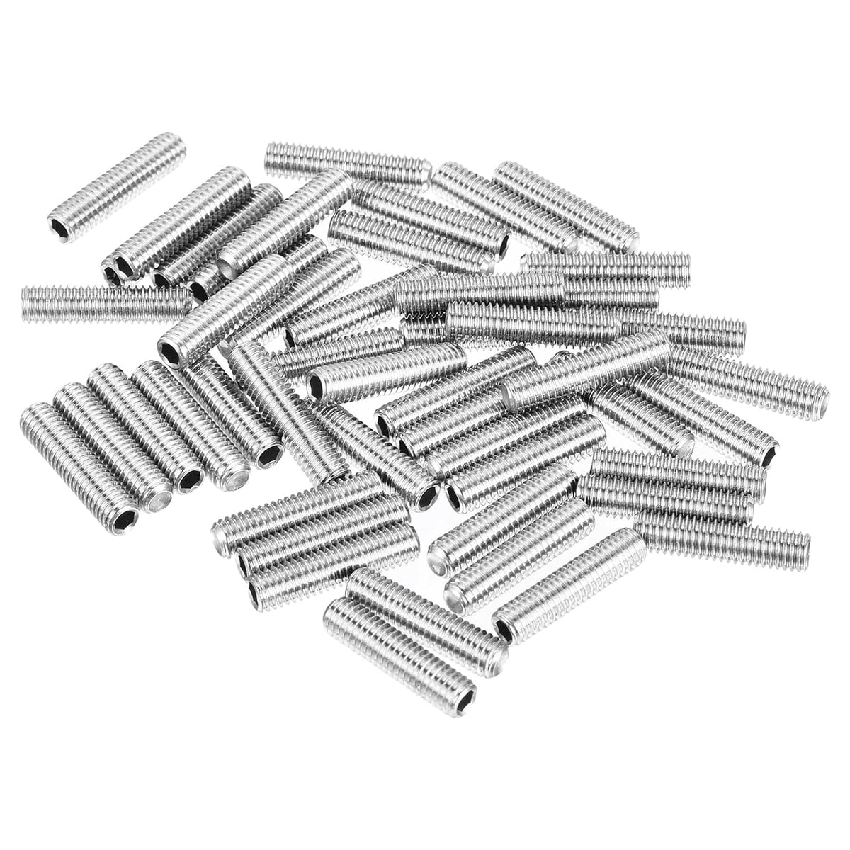 Socket Set Screws,50Pcs M5x20mm Metric - 304 Stainless Steel Hex Socket Set Headless Cup Point Grub Screws for Repairing Compact Instruments, Machinery and Equipment (Silver)
