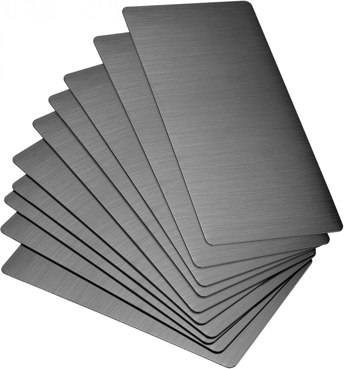 LinkMejor Blank Metal Card 100x50x0.4mm Brushed 201 Stainless Steel Plate for DIY Laser Printing Engraving Black 10 Pcs