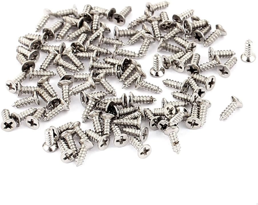 100 Pcs M1.2 X 4mm Stainless Steel Phillips Flat Head Self Tapping Screws Bolts