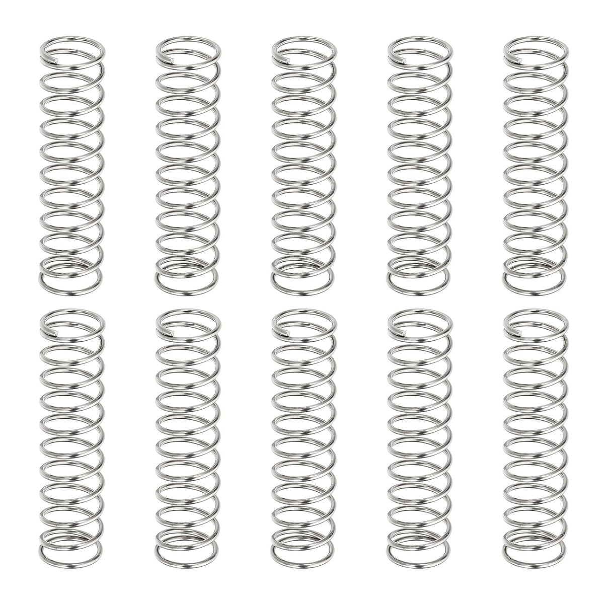 10Pcs Compression Springs, 0.9mm Wire Diameter x 10mm OD x 45mm Length 304 Stainless Steel Extension Spring Ballpoint Pen Pressure Springs for Shop Home Repairs, Silver