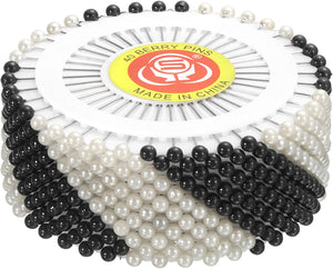 Sewing Pins 480pcs Round Pearl Head Dressmaking Corsage Pins Straight Pins for Wedding Sewing Decoration DIY Craft, Black and White