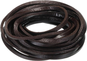 3.3 Yards 3mm Vintage Flat Leather Cord, Leather Strips for DIY Crafts Coffee