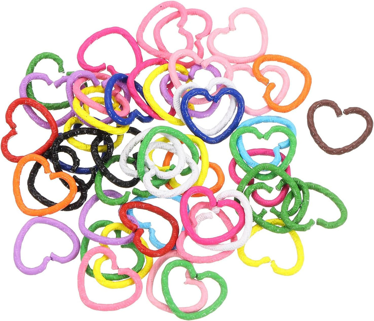 50Pcs Open Jump Rings, 14mm Colorful Heart Shape Connectors for DIY Crafts Bracelet Necklaces Jewelry Making, 1 Set of Multi Color