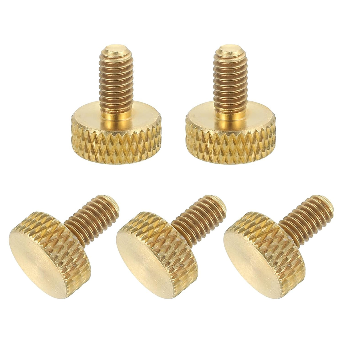 5Pcs M4x8mm Brass Knurled Thumb Screws, Flat Grip Bolt Knobs Fasteners Solid Brass Diamond Knurled Thumb Screws Knobs for Electronic, Mechanical