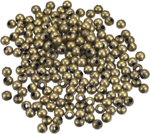600Pcs Smooth Round Spacer Beads, 4mm Spacer Loose Ball Beads for Jewelry Making Bracelet Necklace DIY, Bronze