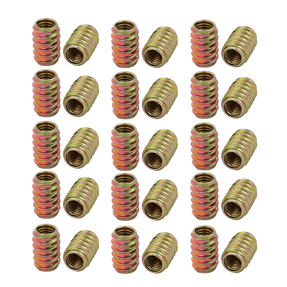 30pcs M8x20mm Zinc Plated Furniture Assortment Non-Flange Threaded Insert Nut for Wood