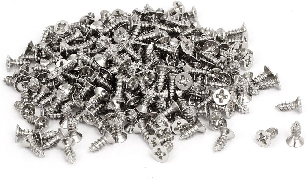 M3 x 8mm Phillips Flat Head Self Tapping Screws Silver Tone 275pcs