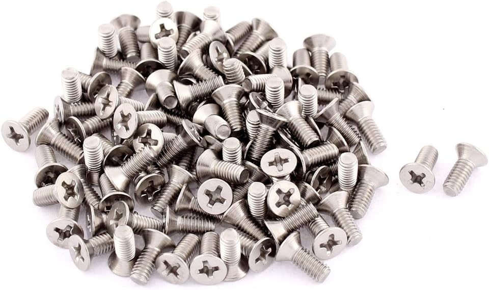 M4-0.7 x 10mm Fine Thread Phillips Flat Head Countersunk Bolts Machine Screws 100pcs