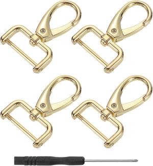 4Pcs Swivel Clasps Hook, 25mm(1 Inch) D Ring Detachable Snap Hook Metal Lobster Claw Clasp Hook with Screwdriver for Purse Keychain DIY, Light Gold